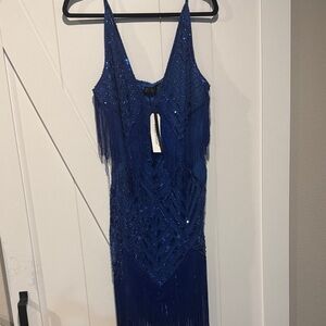 Elegant Blue Sequin Dress